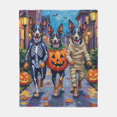 Couverture Polaire Bleu Heeler Chiens Trick-or-Treating in Halloween (Devant)