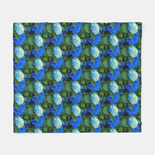 Couverture Polaire Bleu Hydrangée fleurit motif floral (Devant (Horizontal))