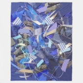 Couverture Polaire Bleu indigo blanc gris abstrait bandes géométrique (Devant)