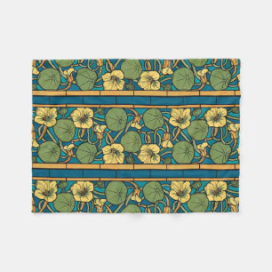 Couverture Polaire Bleu jaune Nasturtium Fleur Nouveau Motif