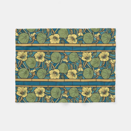Couverture Polaire Bleu jaune Nasturtium Fleur Nouveau Motif (Devant (Horizontal))