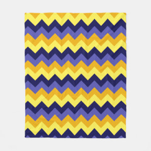 Couverture Polaire Bleu Jaune Or Chevrons Moyenne polaire Blanche