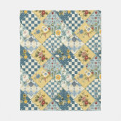 Couverture Polaire Bleu Jaune Vert Courtepoint Patchwork Gingham Flor (Devant)