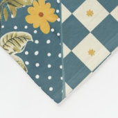Couverture Polaire Bleu Jaune Vert Courtepoint Patchwork Gingham Flor (Coin)