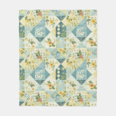 Couverture Polaire Bleu Jaune Vert Courtepoint Patchwork Gingham Flor (Devant)