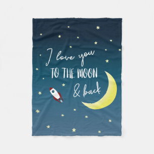 Couverture Polaire Bleu Je t'aime à la lune et à l'espace extra-atmos
