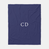 Couverture Polaire Bleu marine blanc initiales brodées modernes (Devant)