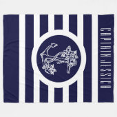 Couverture Polaire Bleu Marine & Blancs Ancre florale marine (Devant (Horizontal))