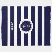 Couverture Polaire Bleu Marine & Blancs Ancre nautique (Devant (Horizontal))