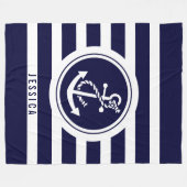 Couverture Polaire Bleu Marine & Blancs Avec Ancre Nautique (Devant (Horizontal))