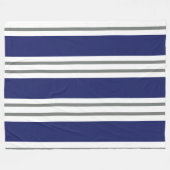 Couverture Polaire Bleu marine et rayures côtières blanches (Devant (Horizontal))