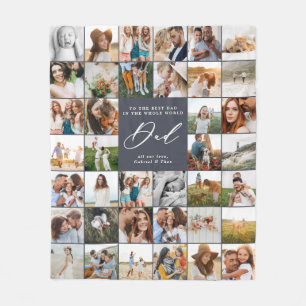 Couverture Polaire bleu marine moderne script multi photo cadeau papa