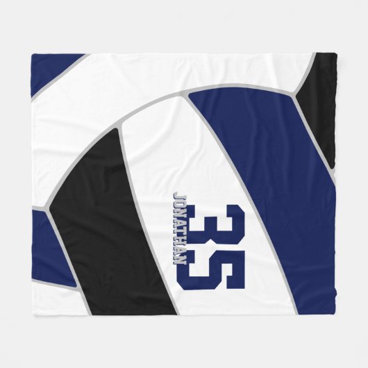 Couverture Polaire bleu marine noir géant volleyball (Devant (Horizontal))