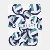 Couverture Polaire bleu marine turquoise volleyball équipe couleurs s (Devant)