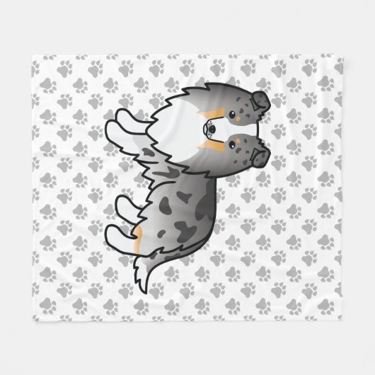 Couverture Polaire Bleu Merle Shetland Sheepdog Sheltie Dessin Chien (Devant (Horizontal))