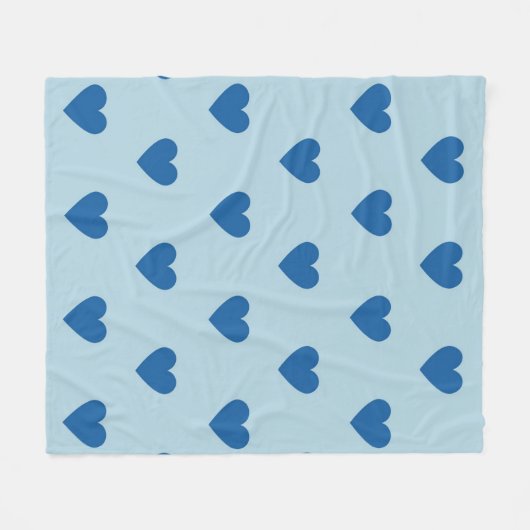 Couverture Polaire Bleu mignon simple Motif de coeur (Devant (Horizontal))
