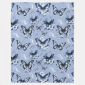 Couverture Polaire Bleu Motif à papillon Blanche (Devant)