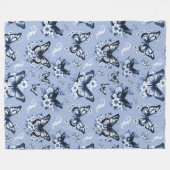 Couverture Polaire Bleu Motif à papillon Blanche (Devant (Horizontal))