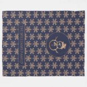 Couverture Polaire Bleu Motif Snowman Snowflakes Gold hiver (Devant (Horizontal))