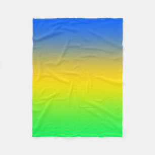 Couverture Polaire Bleu néon, jaune, dégradé vert, ombre.