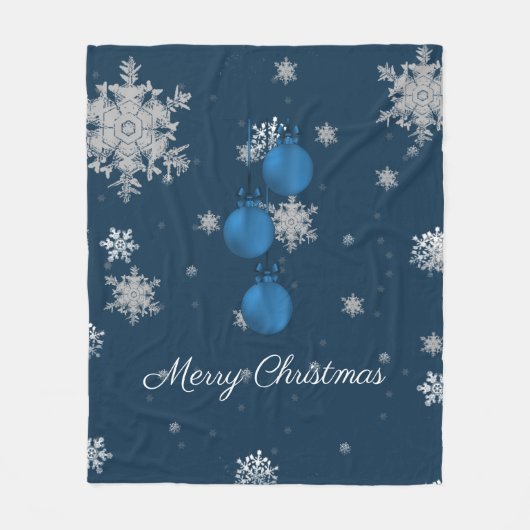 Couverture Polaire Bleu Noël Ornements Fleece Blanket (Devant)