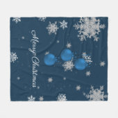 Couverture Polaire Bleu Noël Ornements Fleece Blanket (Devant (Horizontal))
