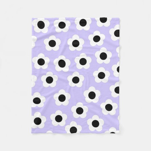 Couverture Polaire Bleu Noir Blanc Tropical Floral Printemps Botaniqu (Devant)