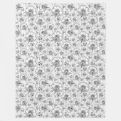 Couverture Polaire Bleu noir joli fleurs sans couture motif (Devant)