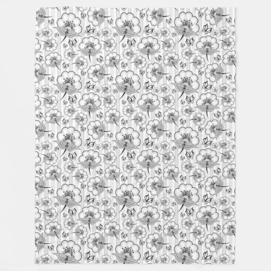 Couverture Polaire Bleu noir joli fleurs sans couture motif (Devant)