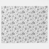 Couverture Polaire Bleu noir joli fleurs sans couture motif (Devant (Horizontal))