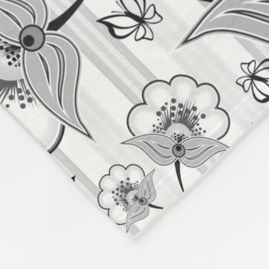 Couverture Polaire Bleu noir joli fleurs sans couture motif (Coin)