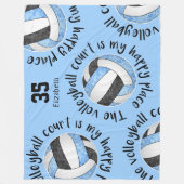 Couverture Polaire Bleu noir terrain de volley son endroit heureux (Devant)