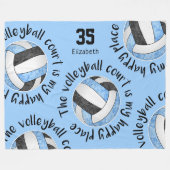 Couverture Polaire Bleu noir terrain de volley son endroit heureux (Devant (Horizontal))
