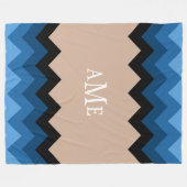 Couverture Polaire Bleu Ombre Chevrons Monogram Fleece Blanche (Devant (Horizontal))