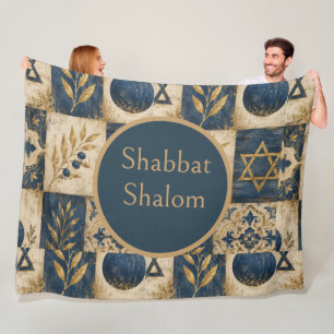 Couverture Polaire Bleu Or, Esthétique Judaica Maison de Campagne Rus