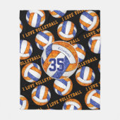 Couverture Polaire bleu orange esprit d'équipe filles J'aime le volle (Devant)