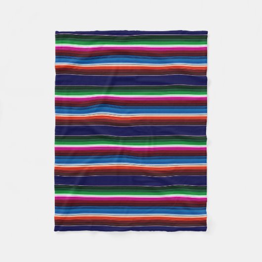 Couverture Polaire Bleu, Orange, Rose Chaud, Vert, Sarape Mexicaine (Devant)