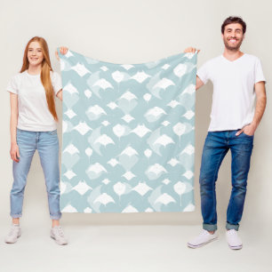 Couverture Polaire Bleu pâle et blanc Manta Ray et Stingray