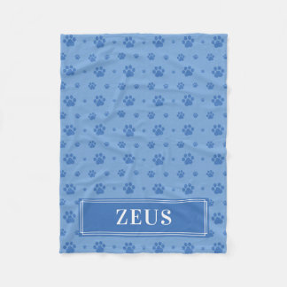 Couverture Polaire Bleu Paos Monogramme Pet Fleece Blanche