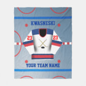 Couverture Polaire Bleu | patinoire rouge | Joueur Jersey (Devant)