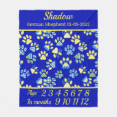 Couverture Polaire Bleu pattes Pet Jalon Blanche (Devant)