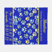 Couverture Polaire Bleu pattes Pet Jalon Blanche (Devant (Horizontal))