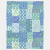 Couverture Polaire Bleu Périwinkle Floral Boho Faux Motif Patchwork (Devant)