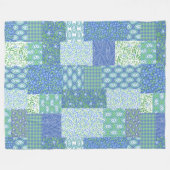 Couverture Polaire Bleu Périwinkle Floral Boho Faux Motif Patchwork (Devant (Horizontal))