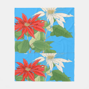 Couverture Polaire Bleu Poinsettias