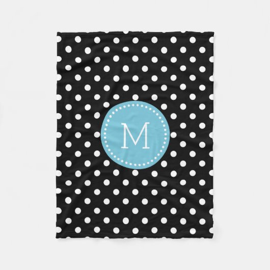 Couverture Polaire Bleu Polkadot Blanc Et Noir (Devant)