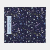 Couverture Polaire Bleu pourpre joli Fleur sauvage motif floral (Devant (Horizontal))