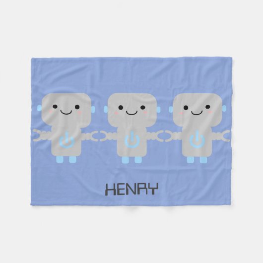 Couverture Polaire Bleu robot caricature (Devant (Horizontal))