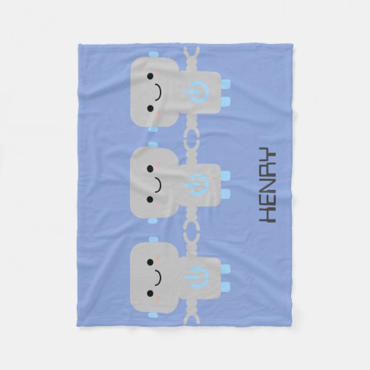 Couverture Polaire Bleu robot caricature (Devant)