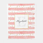 Couverture Polaire Bleu rose | Faux Gold Confetti Monogramme (Devant)
